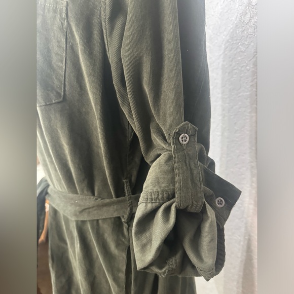 Lucky brand Green Soft Coloroid Dress Buttonup w/Waist Belt Sleeve Options Large - Picture 6 of 10